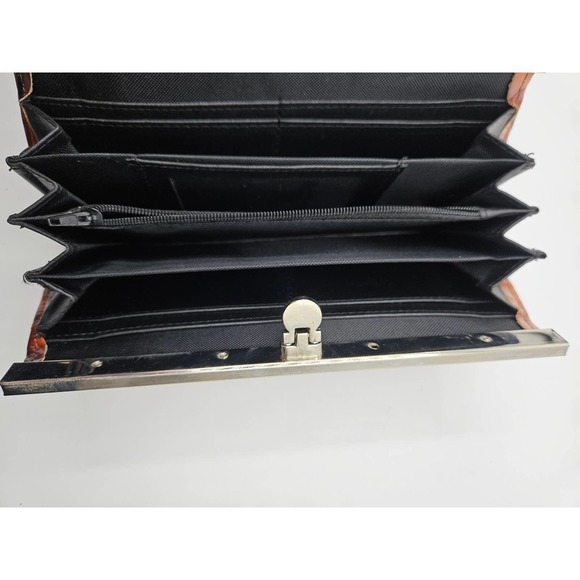 Faux Brown‎ Alligator Skin Wallet Metal Clasp 9 by 4 - Picture 5 of 5